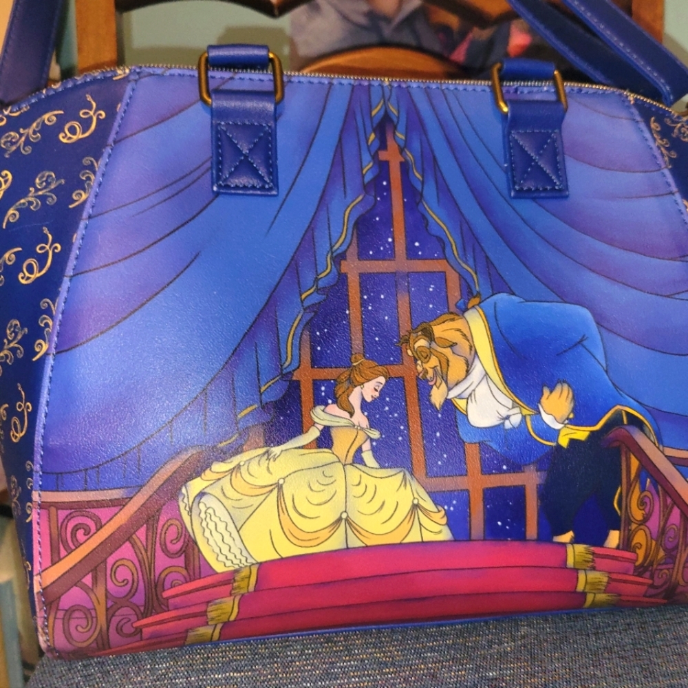 Loungefly Disney Beauty And The Beast Staircase Satchel Crossbody Bag NEW